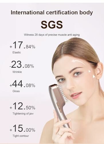 Woman using the TOCULAB anti-aging device showcasing its ease of use.