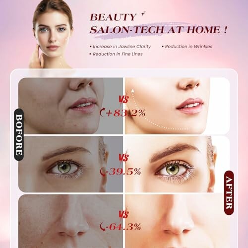Before and after comparison of beauty treatment effects on skin.