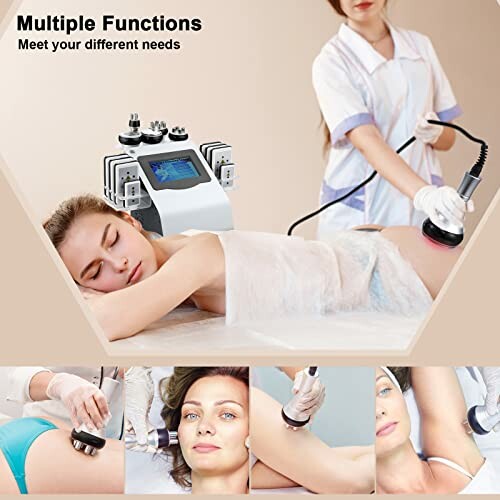 Body contouring treatment with multifunctional device and therapist.