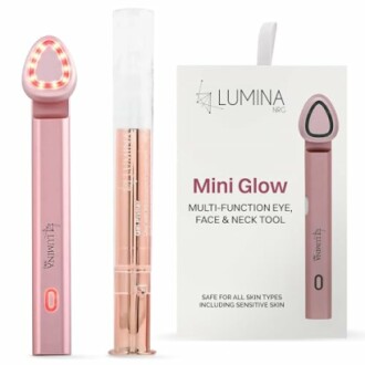 Lumina NRG Mini Glow multi-function eye, face, and neck tool with packaging.